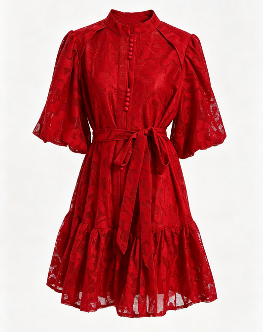 Red Romantic Summer Mini Dress