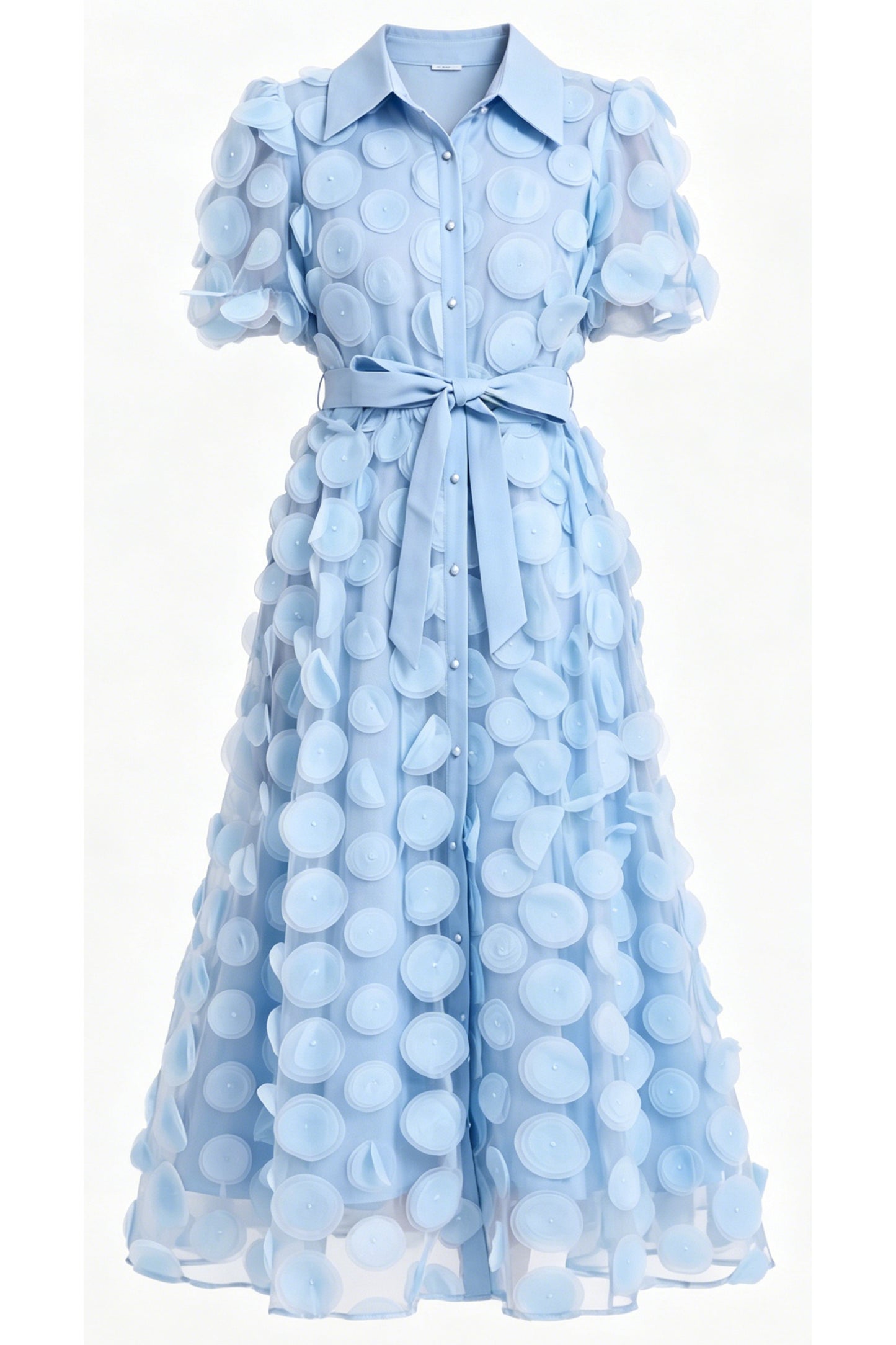 Blue 3D Floral Midi Dress