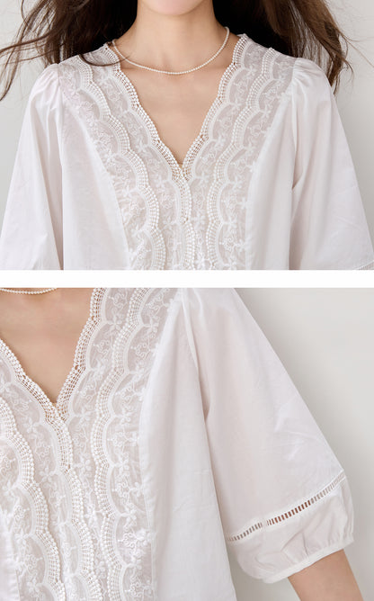 Romantic Lace V-Neck Blouse | Weekend Escape Collection