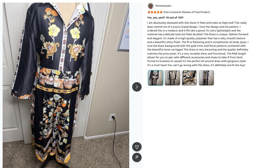 Women's 3/4 Sleeve Floral Print  Midi Dress - LAI MENG FIVE CATS