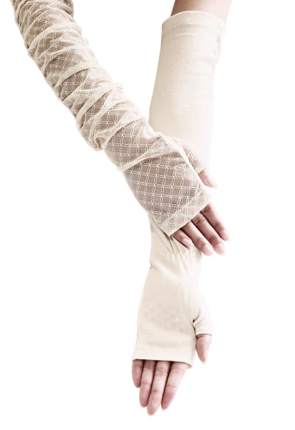 Women's Long Lace Fingerless Gloves Elbow Length Gloves