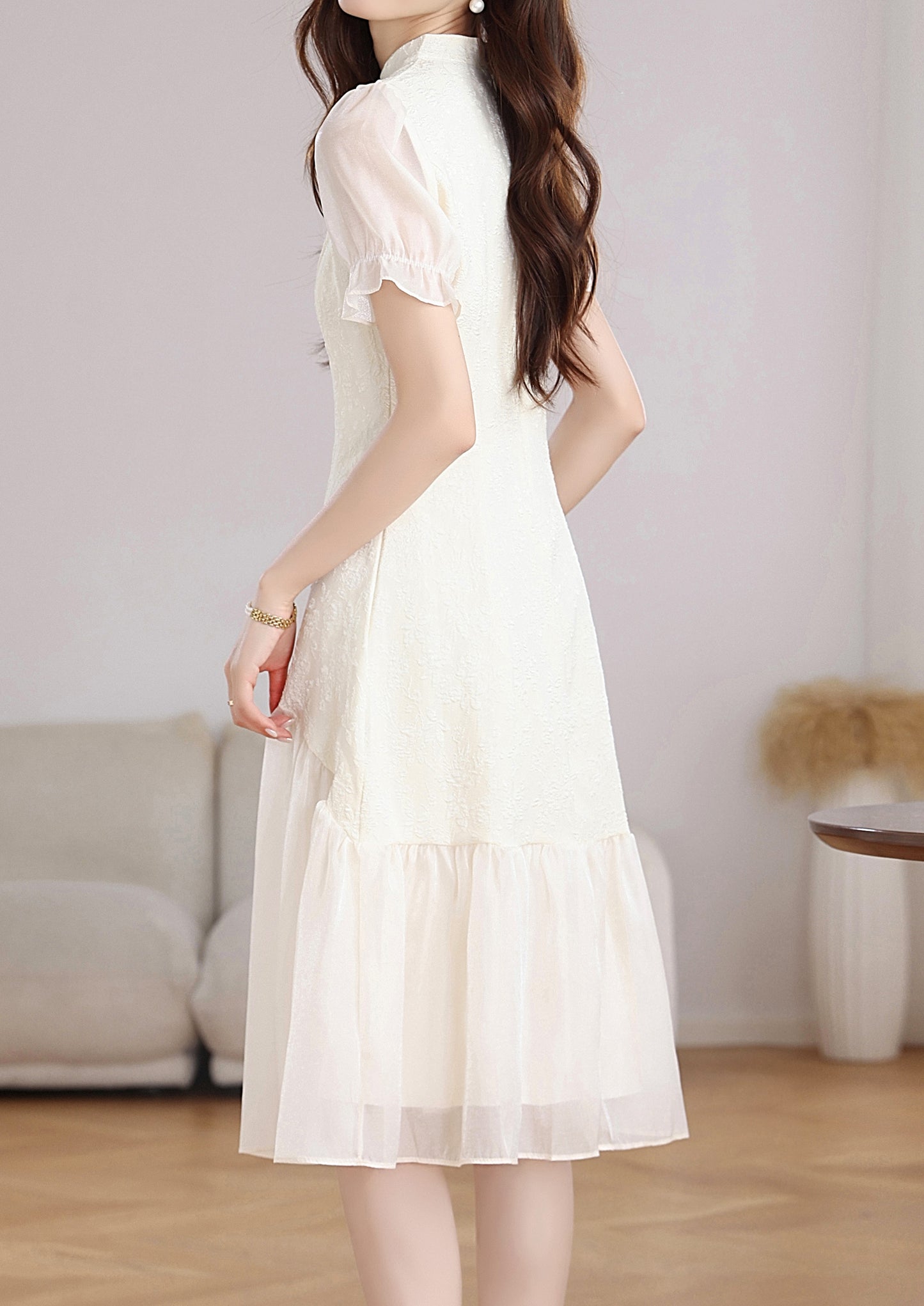 Jacquard Spliced Midi Dress