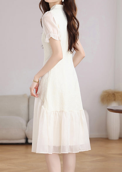 Jacquard Spliced Midi Dress