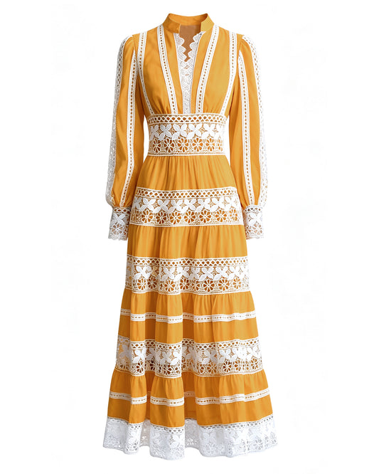 Butter Yellow Lace Maxi Dress | Palm Springs Golden Hour Style