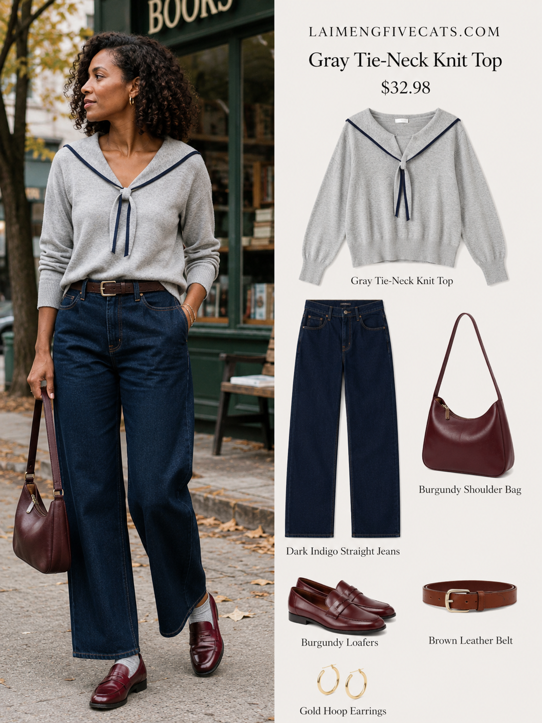 Sailor Collar Knit Top with Tie Front | Soft Early Fall Sweater