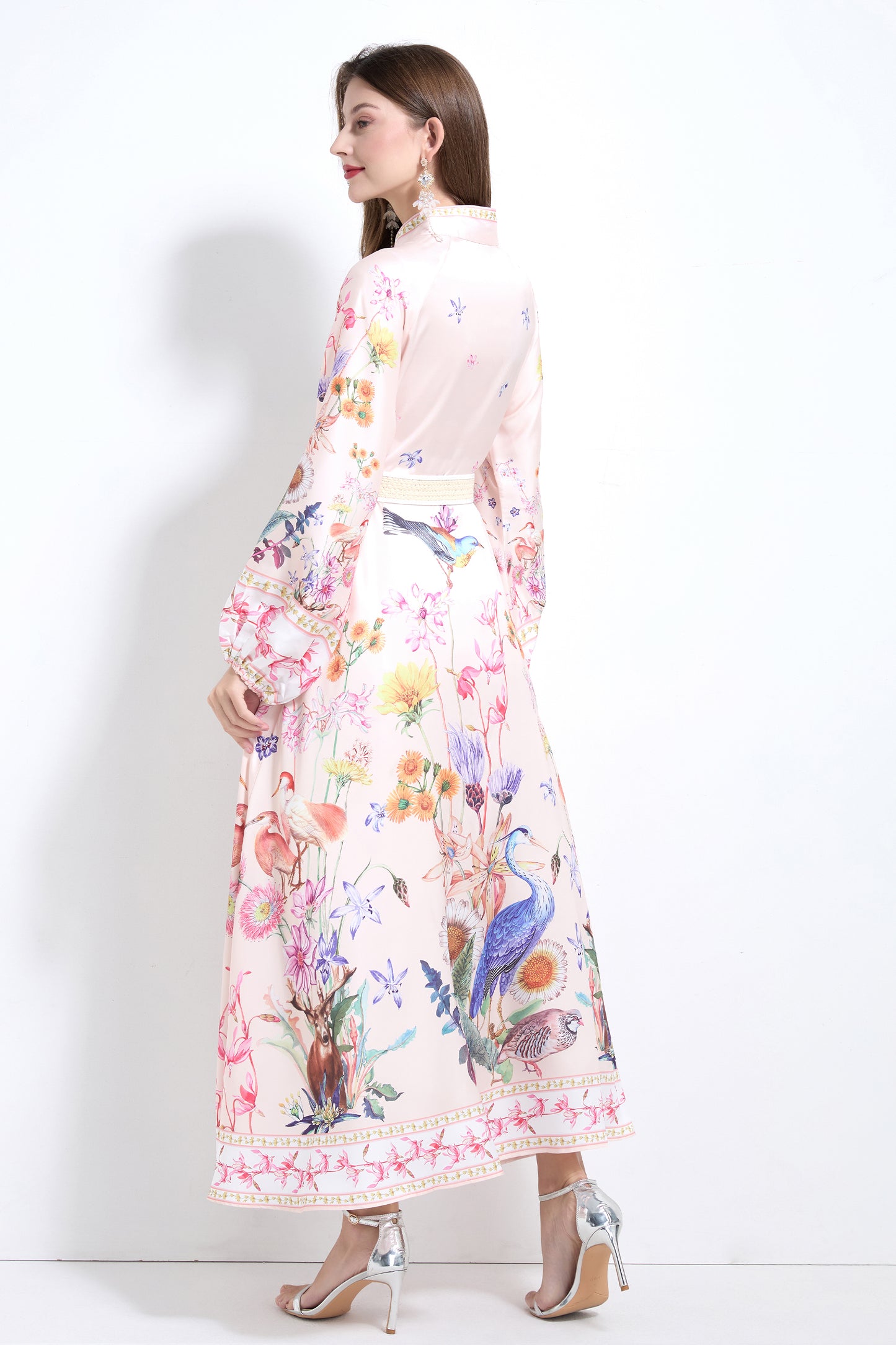 Floral Print Button Split Party Flowy Maxi Dress