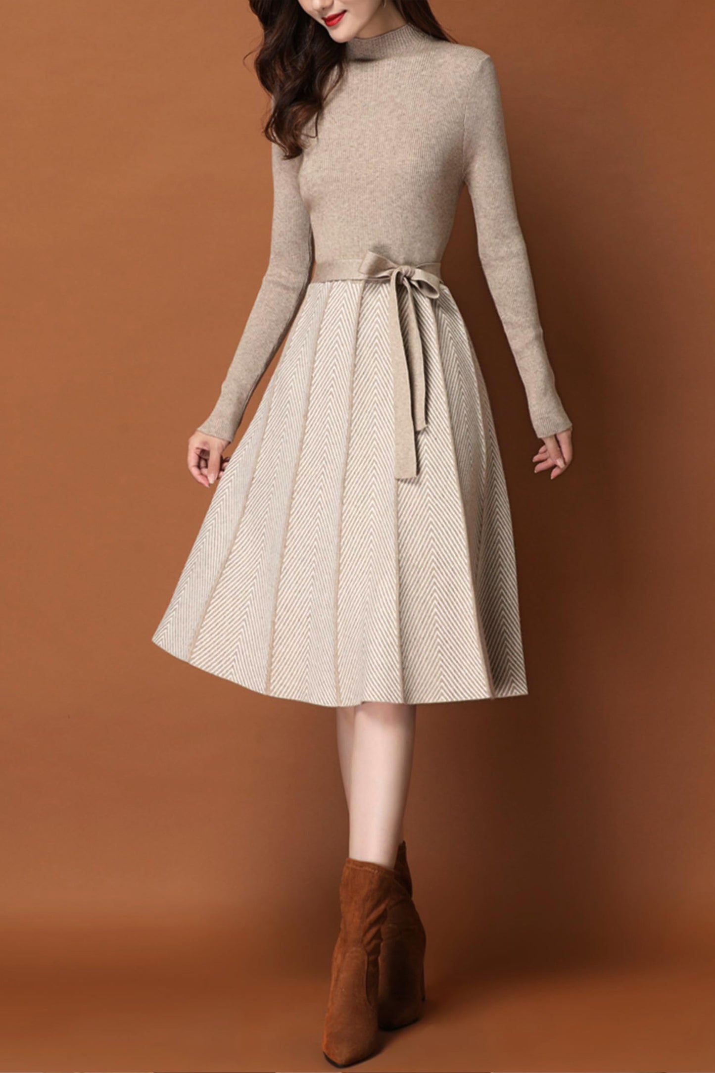 Elegant Knit Pullover Midi Dress