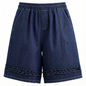 Lightweight Denim Culotte Shorts with Braided Hem