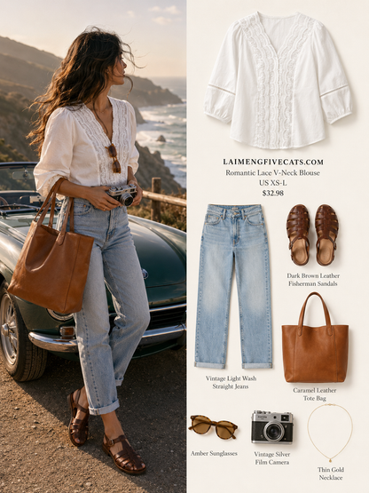Romantic Lace V-Neck Blouse | Weekend Escape Collection