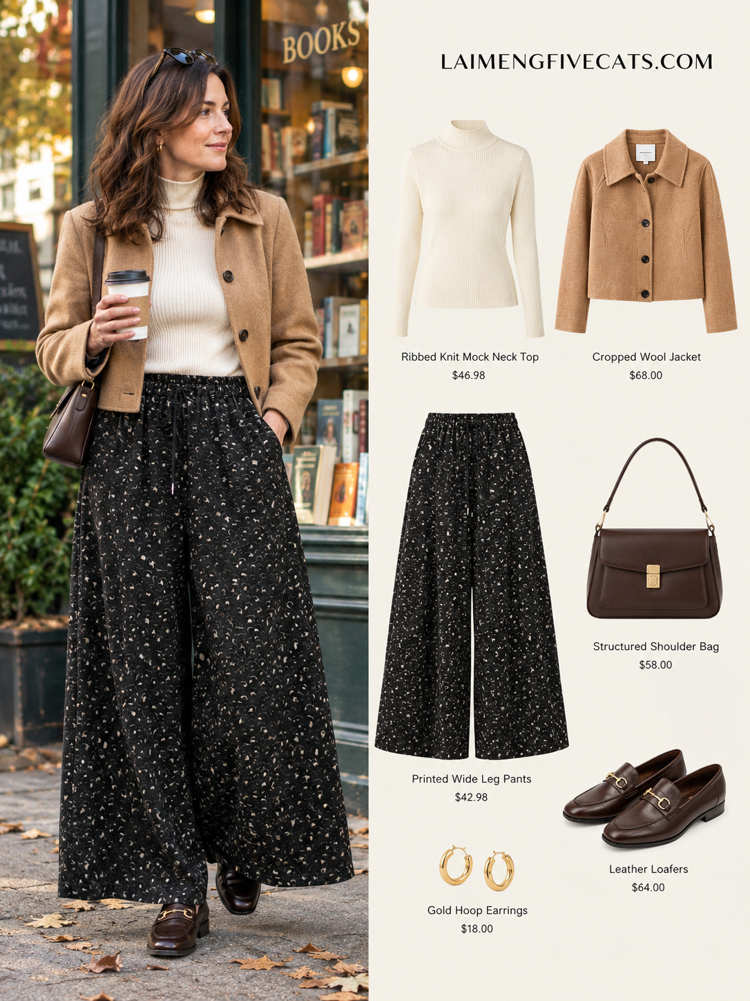 Effortless Chic High-Waist Floral Denim Wide Leg Trousers