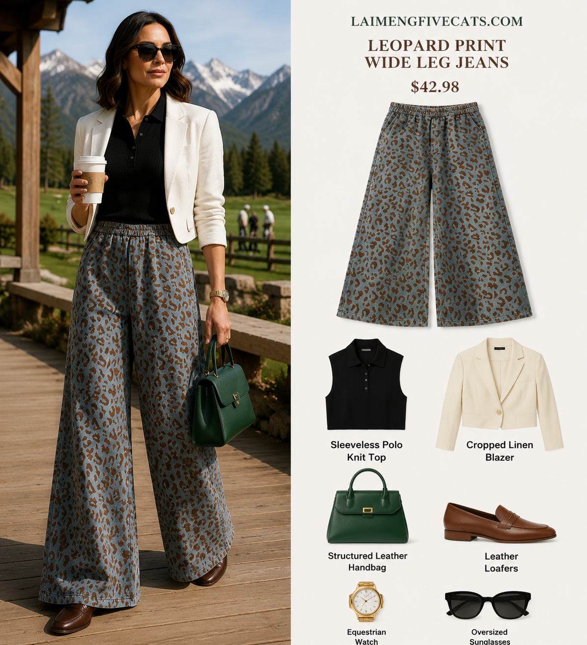 Aspen Leopard Wide Leg Jeans