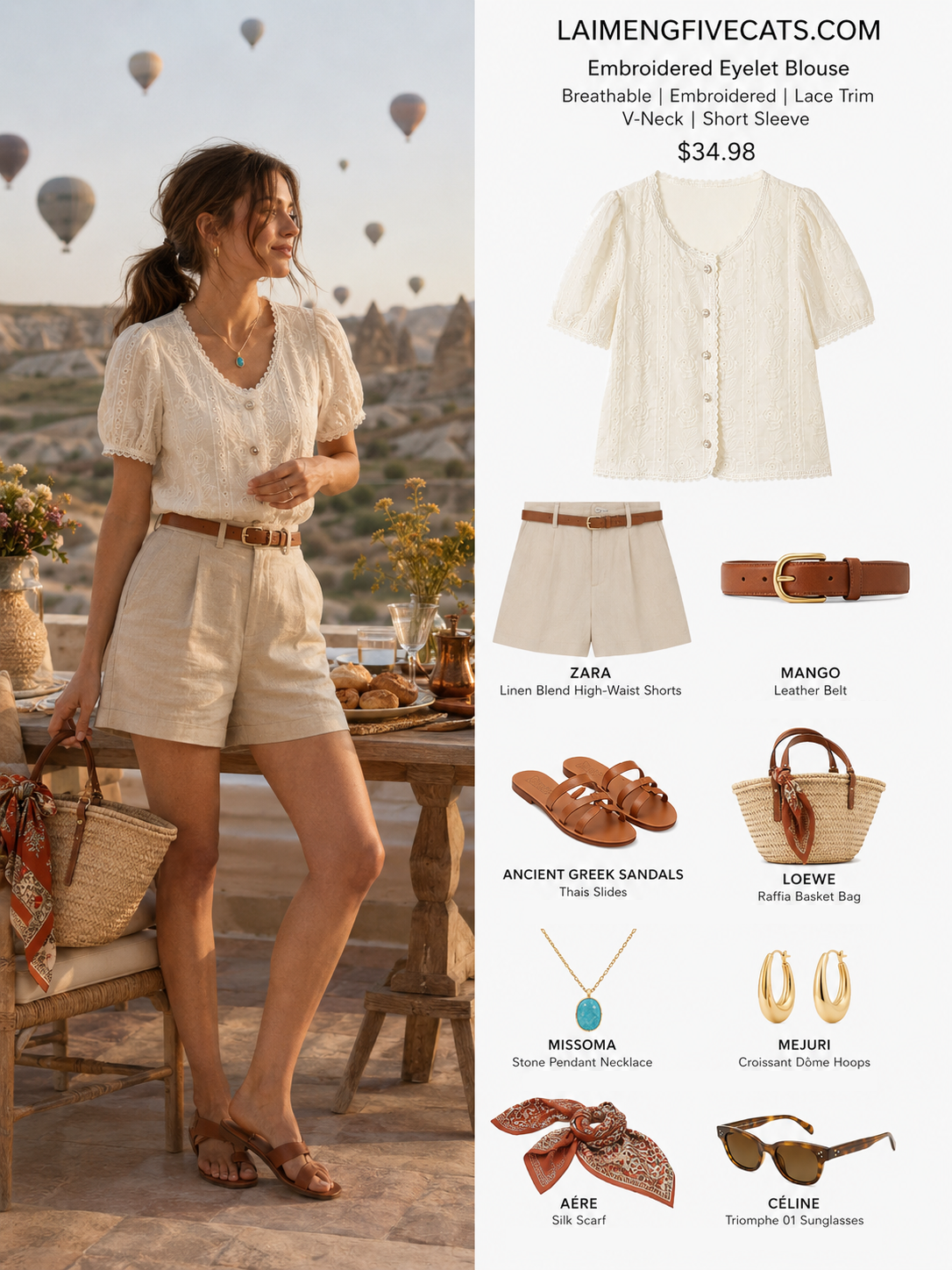 Embroidered Eyelet Blouse | Breathable Cotton with Lace Trim