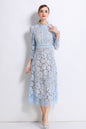 Women's 3/4 Sleeve Lace Overlay Midi Dress - LAI MENG FIVE CATS