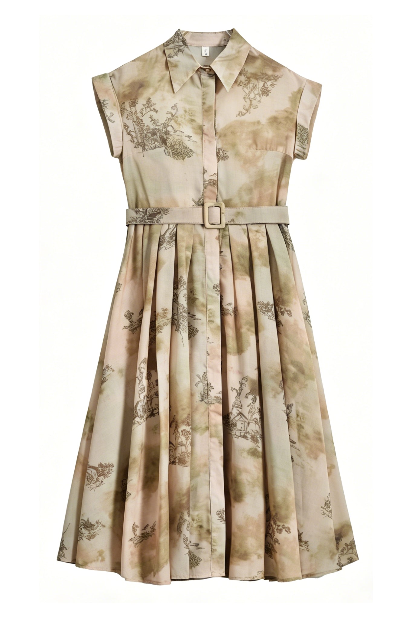 The Gallery Stroll Printed Belted Midi Dress