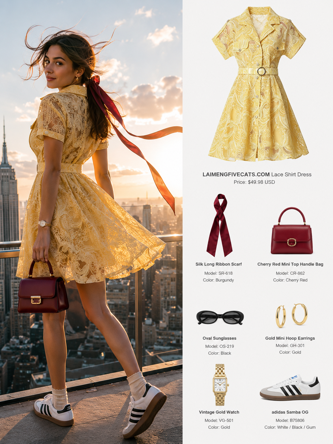 Golden Hour Lace Shirt Dress | Butter Yellow Summer Mini Dress
