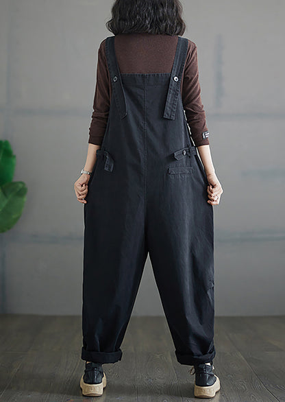 Front Zipper Button Fit Harem  Bib Overalls