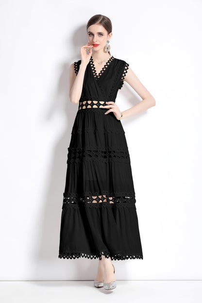 Womens Lace Sleeveless Maxi Dress