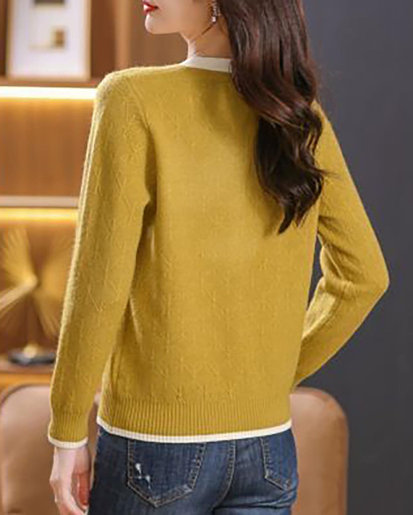 Knit Solid Color Button Pullover Tops