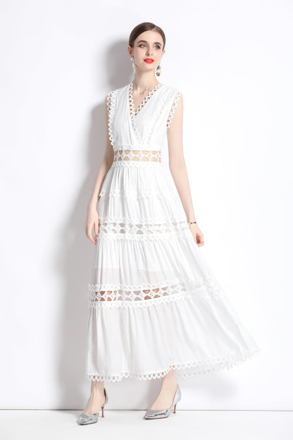 Womens Lace Sleeveless Maxi Dress