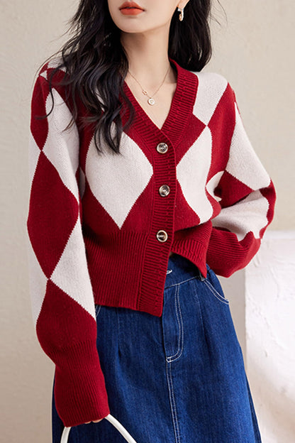 Women's Striped Knit Sweater V Neck Casual T Shirts