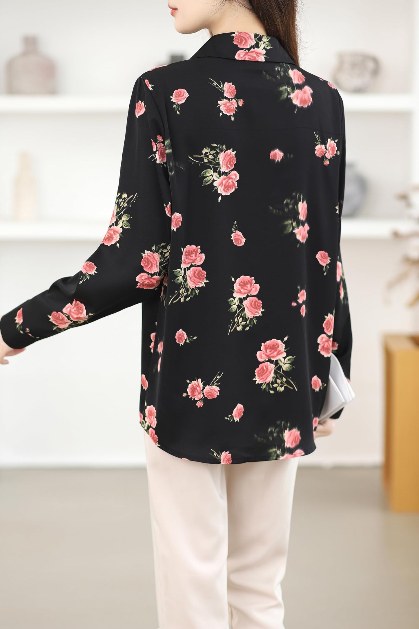 Shirt Floral Print Long Sleeve Button Blouse