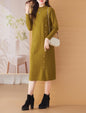 Knit Stretch Solid Button Midi Dress with Pockets