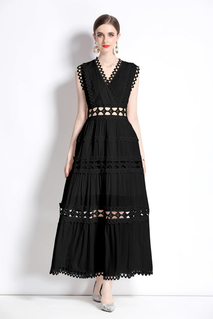 Womens Lace Sleeveless Maxi Dress