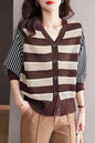 Womens Striped Cardigan Sweaters Tops