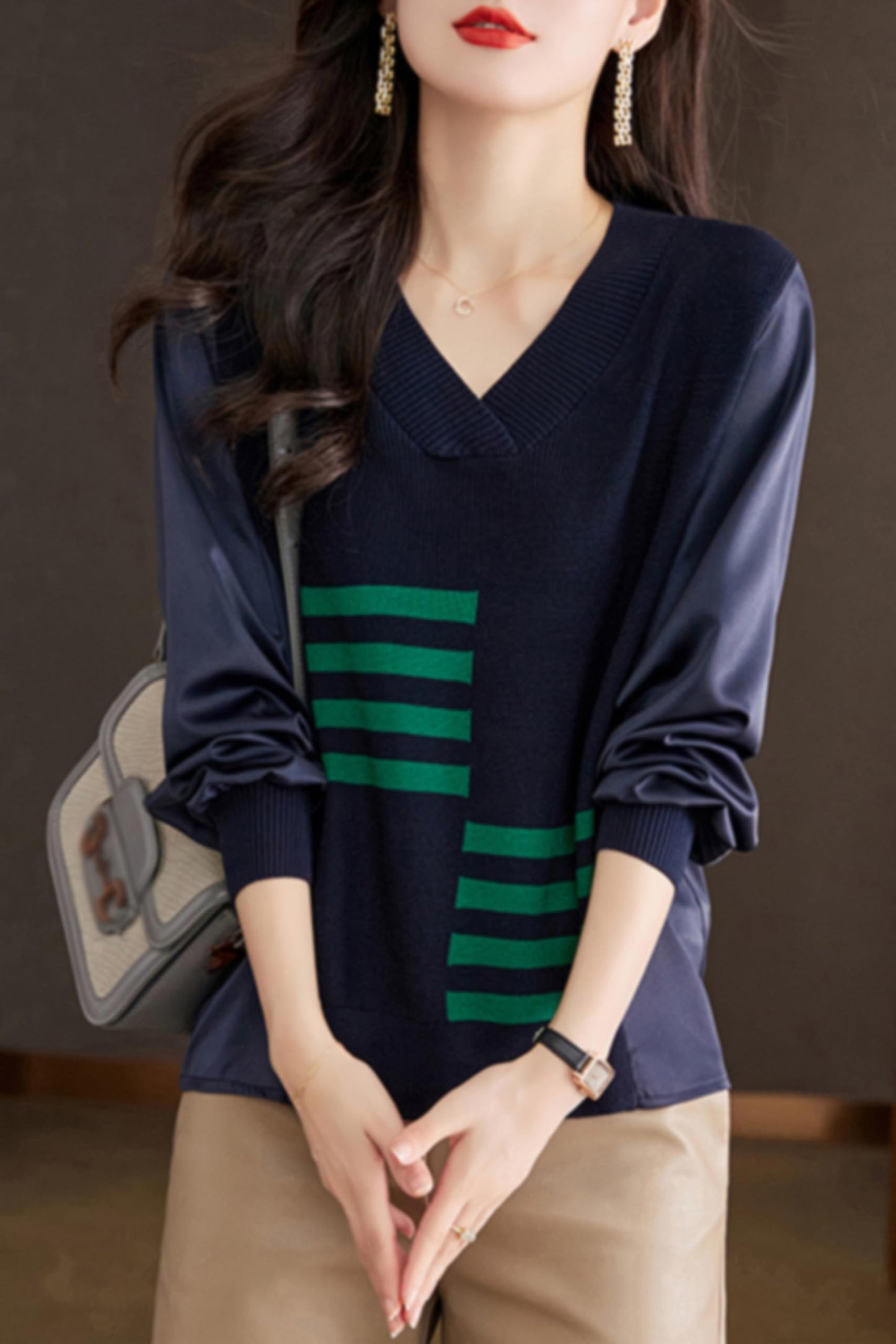 Pullover Striped Pattern Fashion Trend Tops