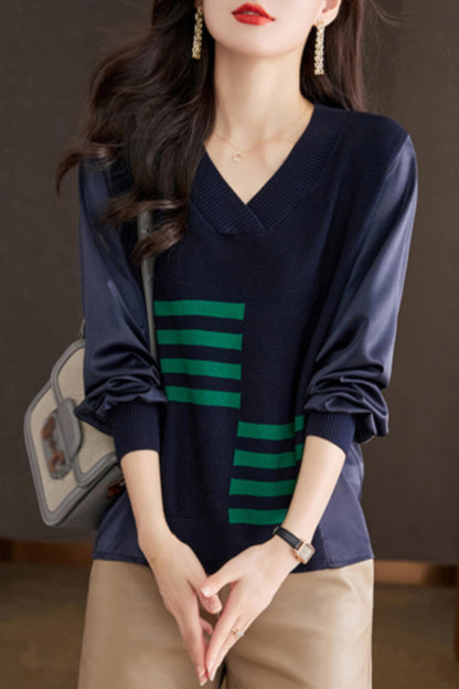 Pullover Striped Pattern Fashion Trend Tops