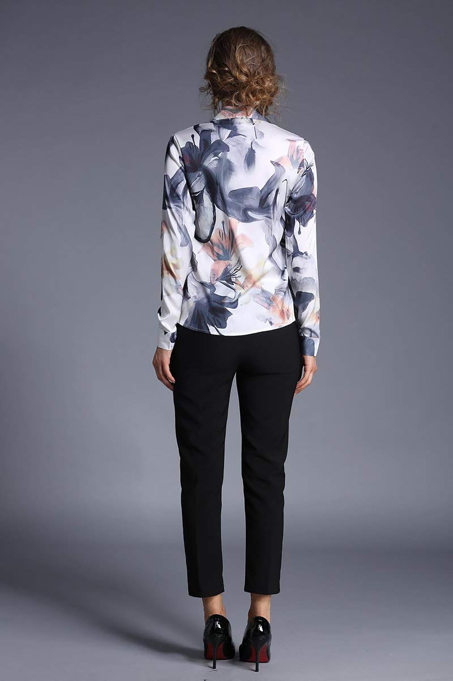 Shirt Floral Print Long Sleeves Button Blouse