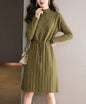 Knit Solid Pullover Mini Dress with Drawstring