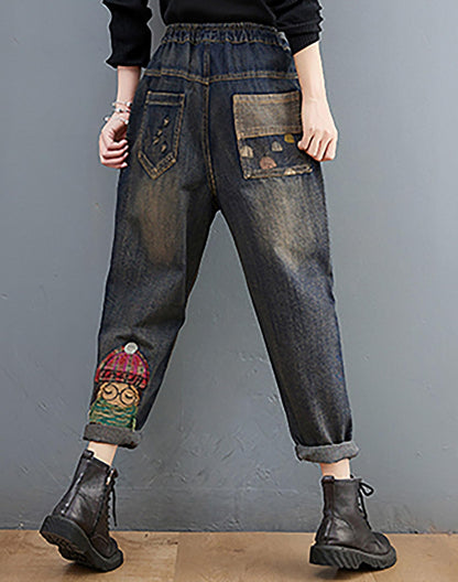 BK-Loose Jeans Elastic Waist with Pocket