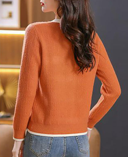 Knit Solid Color Button Pullover Tops