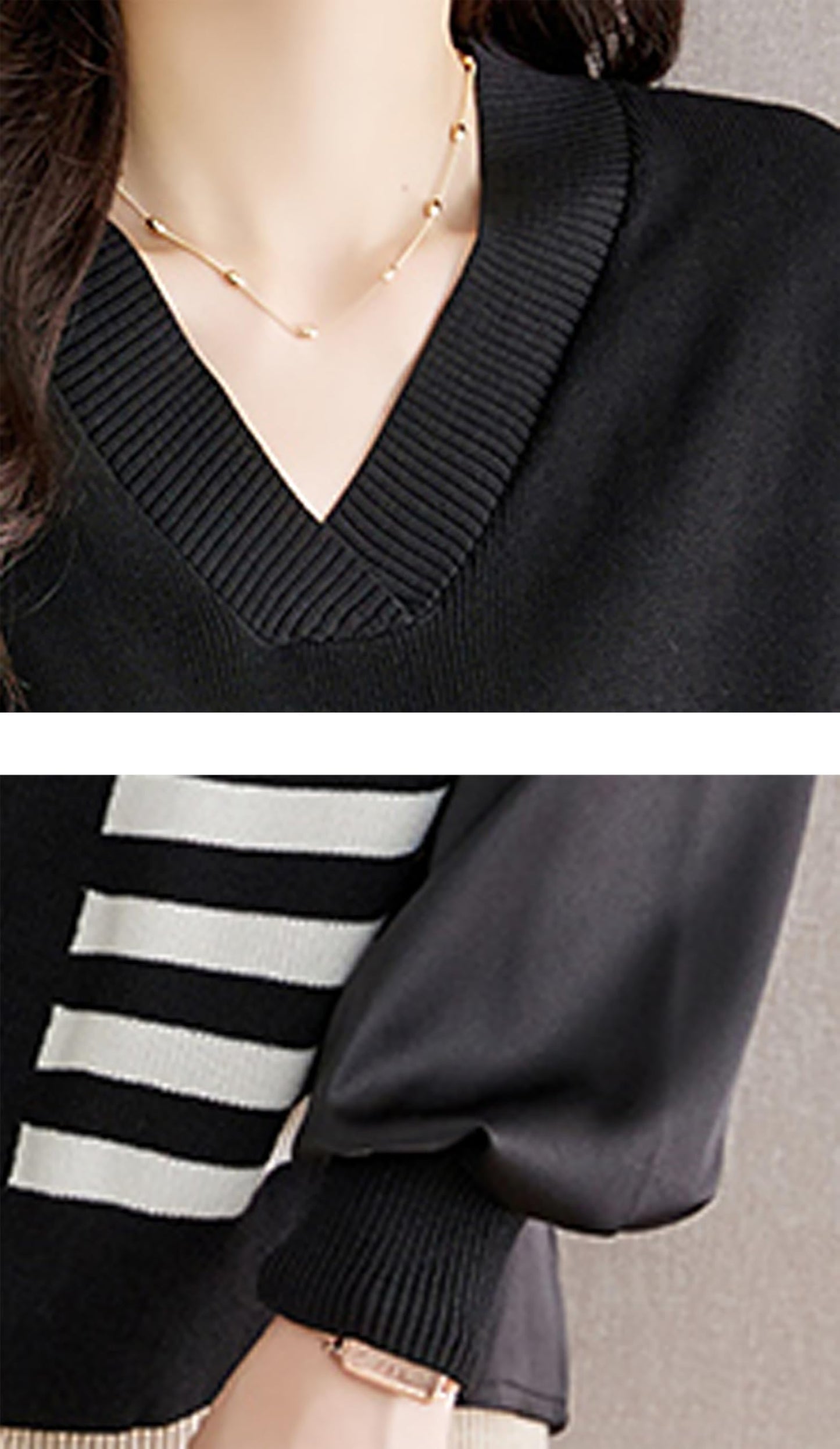 Pullover Striped Pattern Fashion Trend Tops