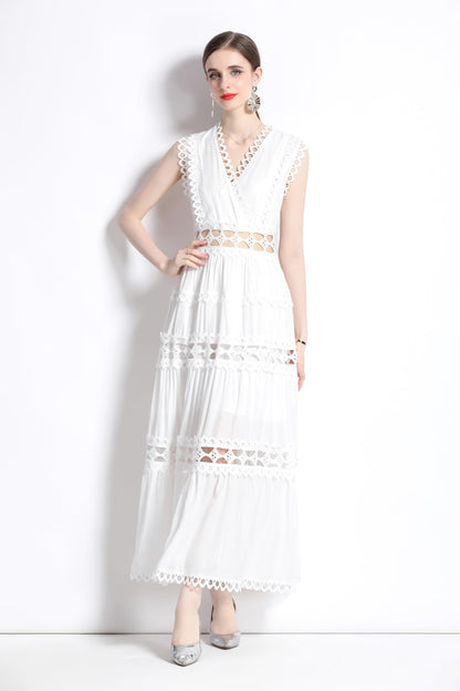 Womens Lace Sleeveless Maxi Dress