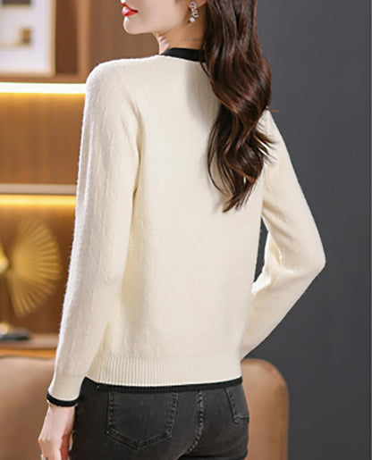 Knit Solid Color Button Pullover Tops