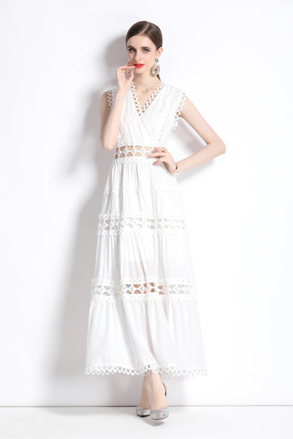 Womens Lace Sleeveless Maxi Dress