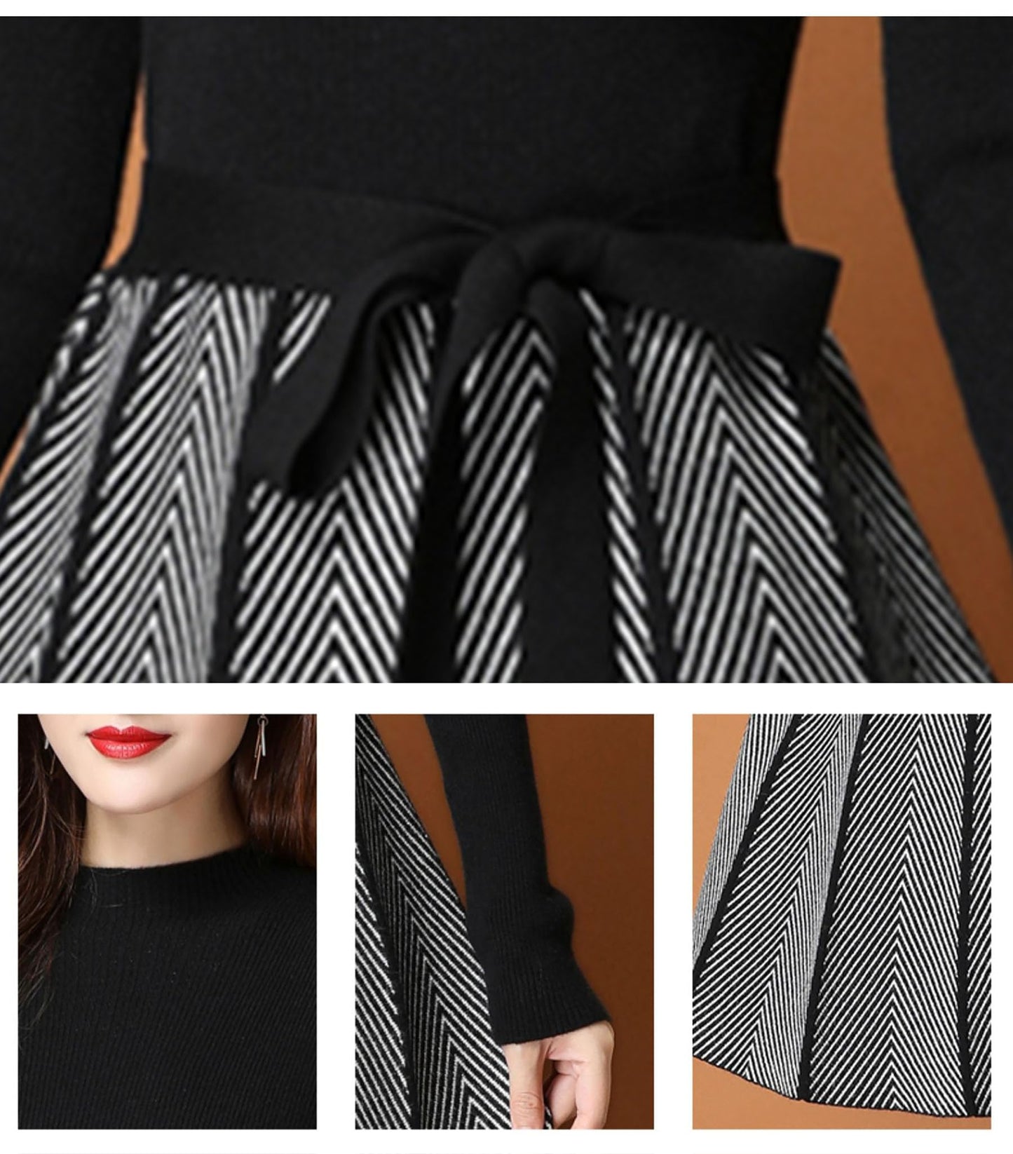 Elegant Knit Pullover Midi Dress