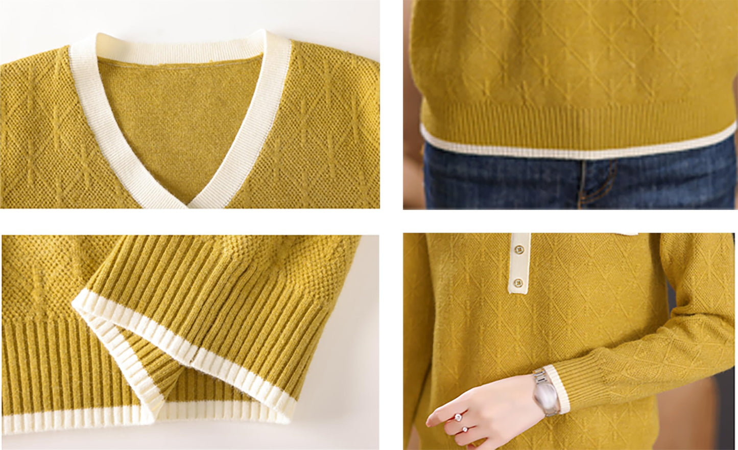 Knit Solid Color Button Pullover Tops