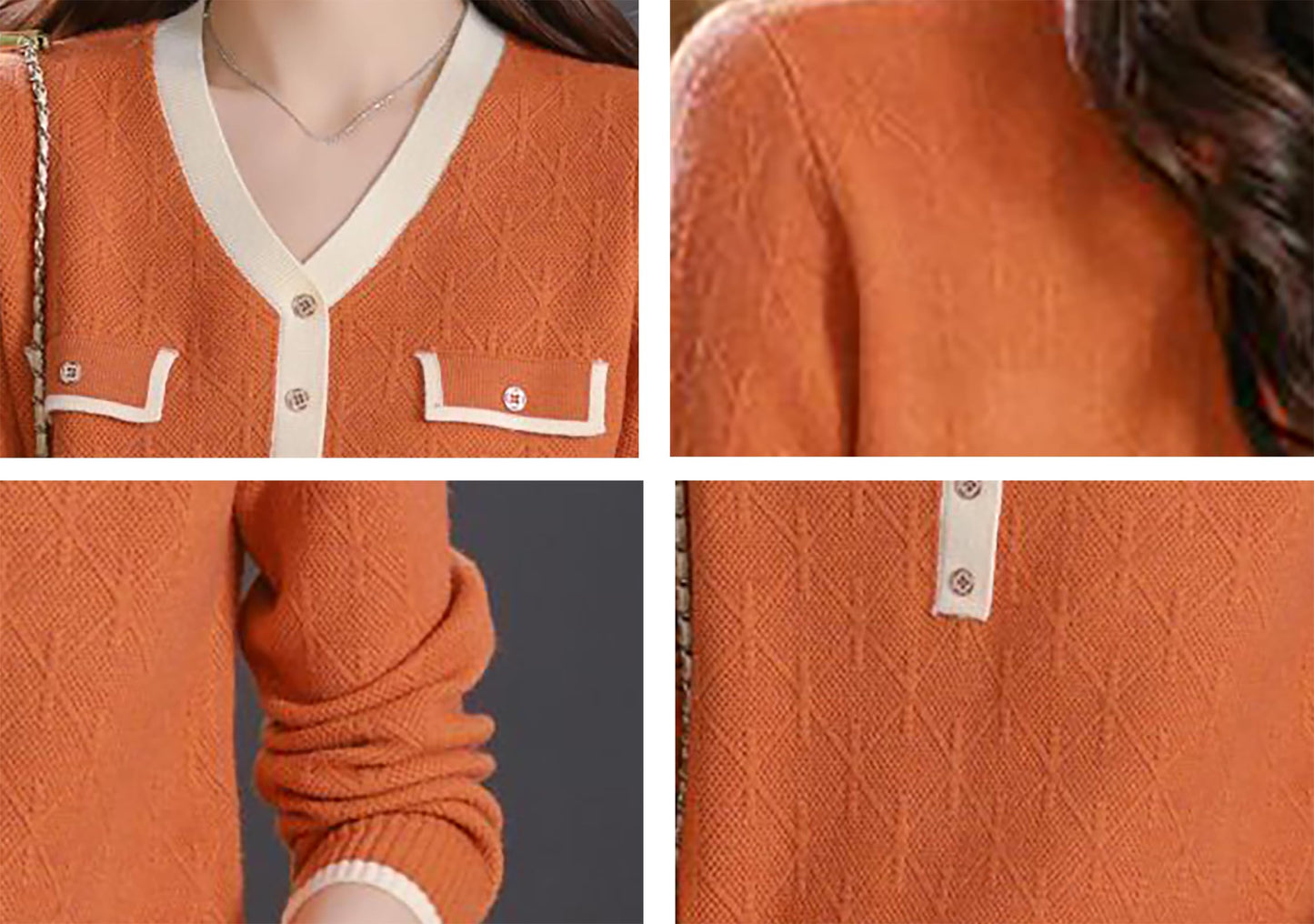 Knit Solid Color Button Pullover Tops