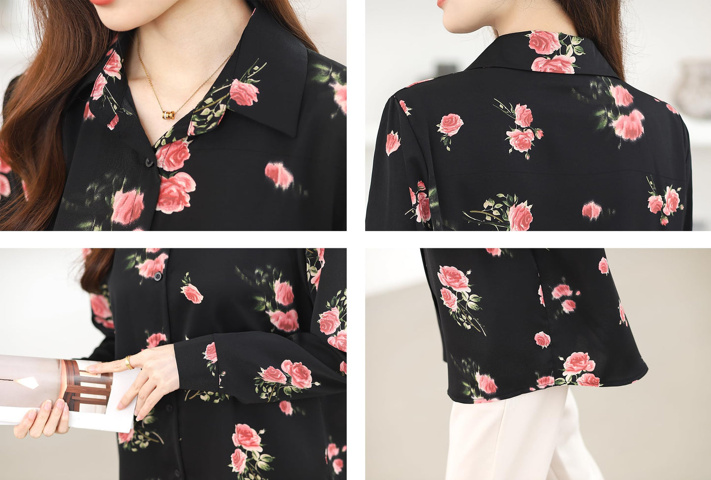 Shirt Floral Print Long Sleeve Button Blouse