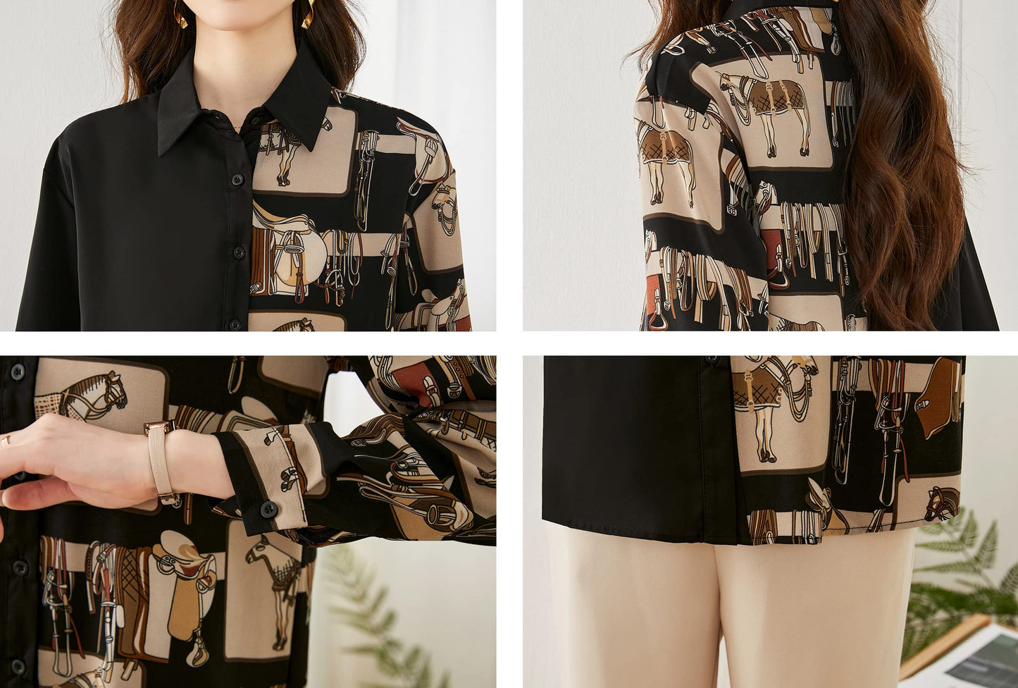 Casual Baroque Print Button Blouse