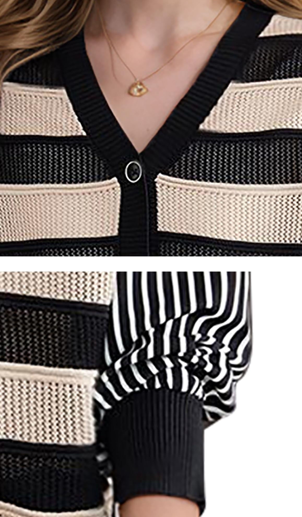 SSY-Women's V-Neck Striped Cardigan Sweaters