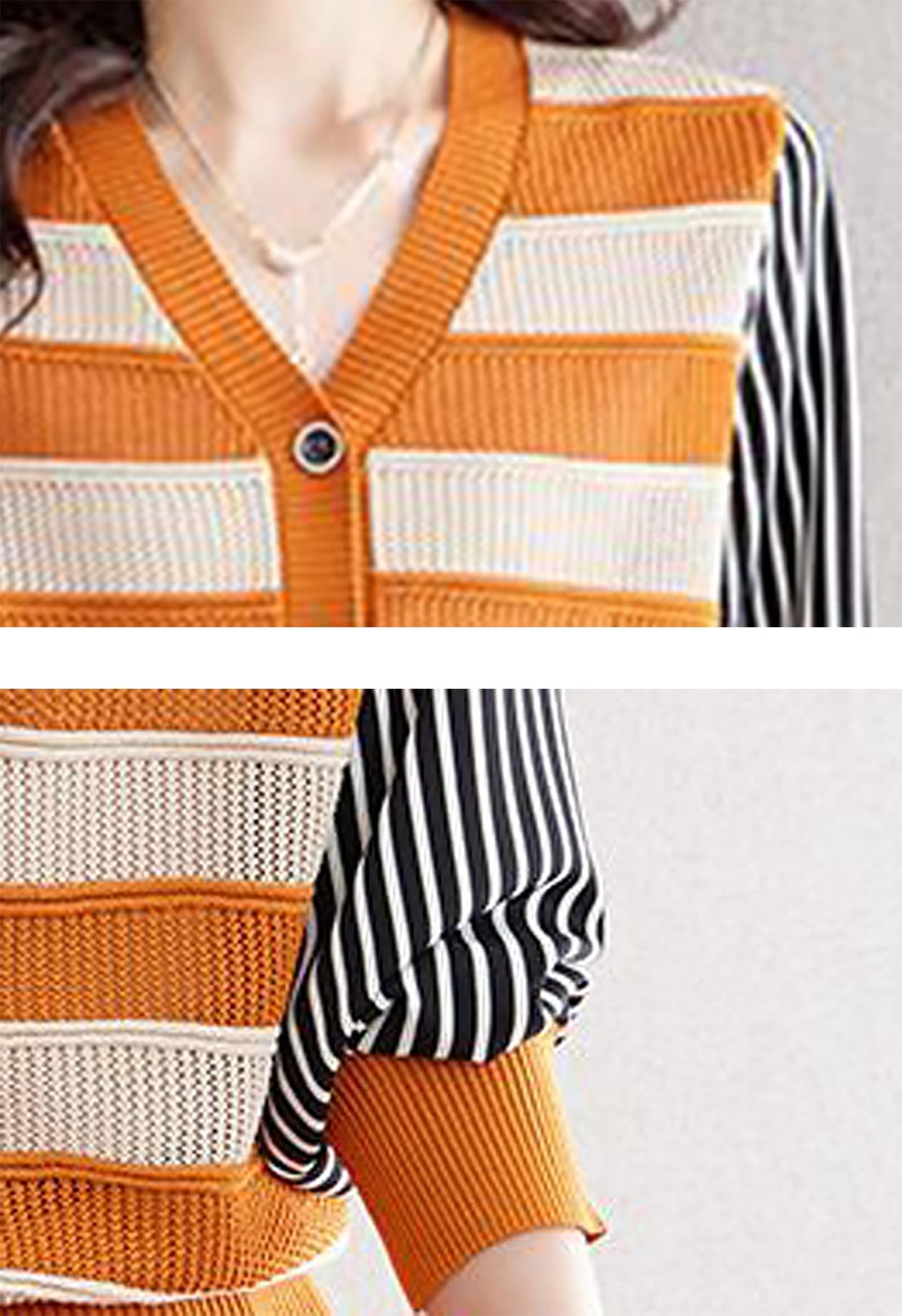 SSY-Women's V-Neck Striped Cardigan Sweaters