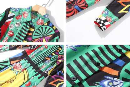 FSY-Women's Floral Print Button Up Split Long Dress