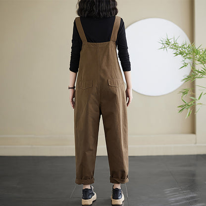 Strap Straight Wide Leg Stretchy Loose Bib Overalls