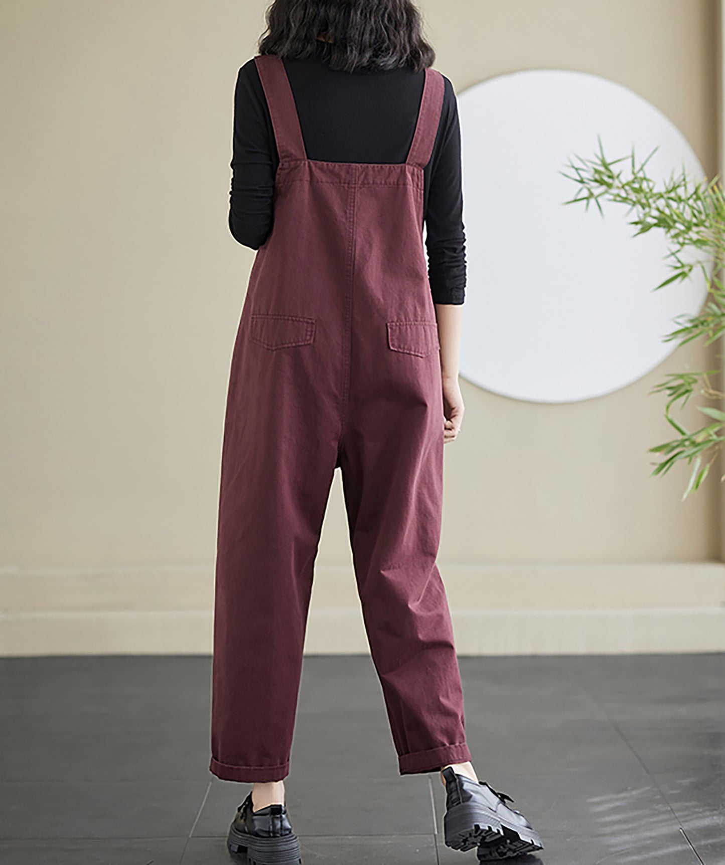 Strap Straight Wide Leg Stretchy Loose Bib Overalls