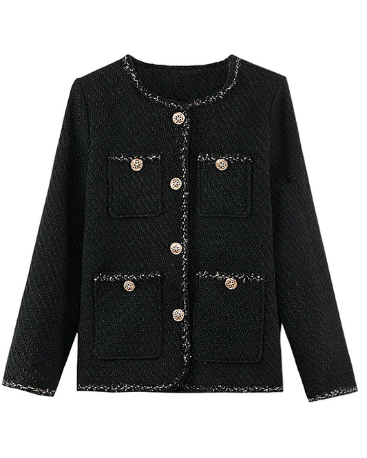 28687 Black Tweed Jacket with Gold Buttons - LAI MENG FIVE CATS