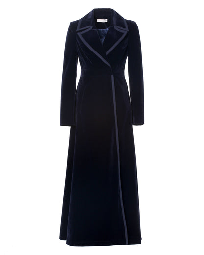 Women’s Long Velvet Coat – Burgundy & Navy | Elegant Fall & Winter Outerwear